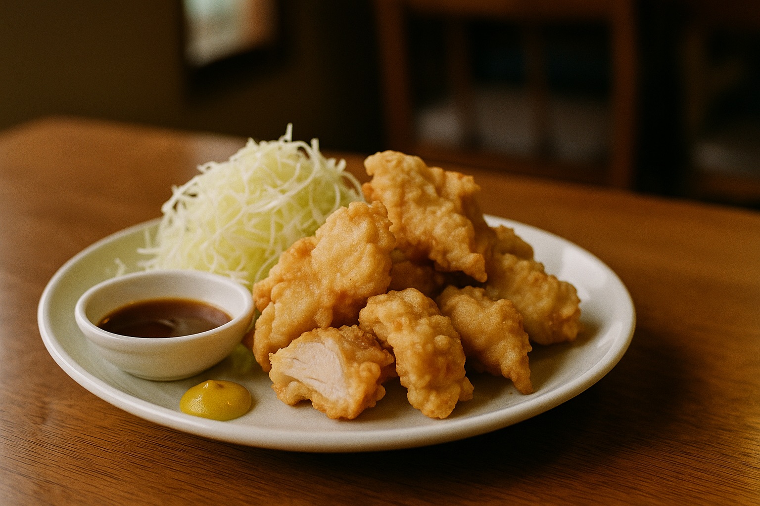 Toriten — Oita-style chicken tempura with kabosu ponzu and mustard