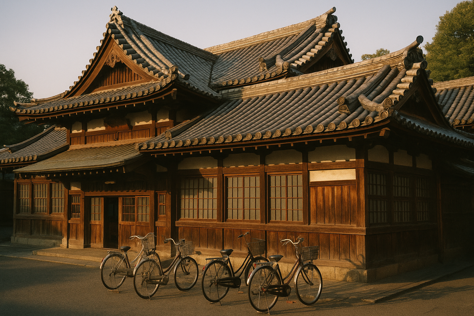Takegawara Onsen — Beppu's historic Taisho-era wooden bathhouse in early morning light