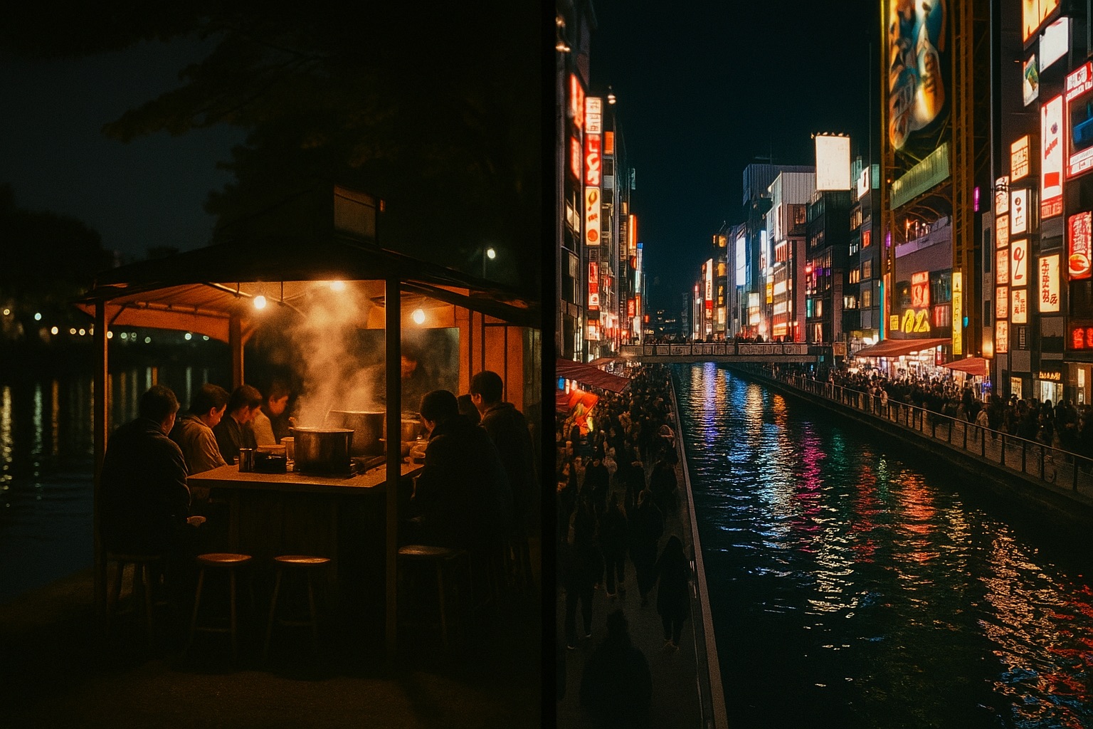 Fukuoka yatai stalls vs Osaka Dotonbori at night