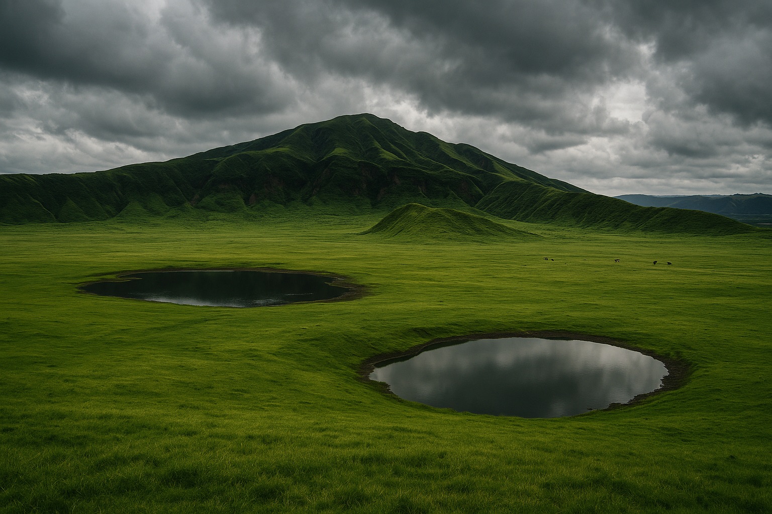 Kusasenri meadow at Mount Aso volcanic caldera