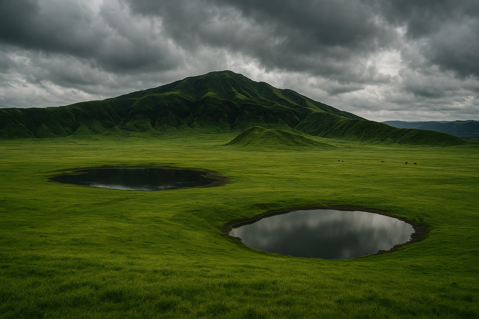 Kusasenri meadow at Mount Aso volcanic caldera