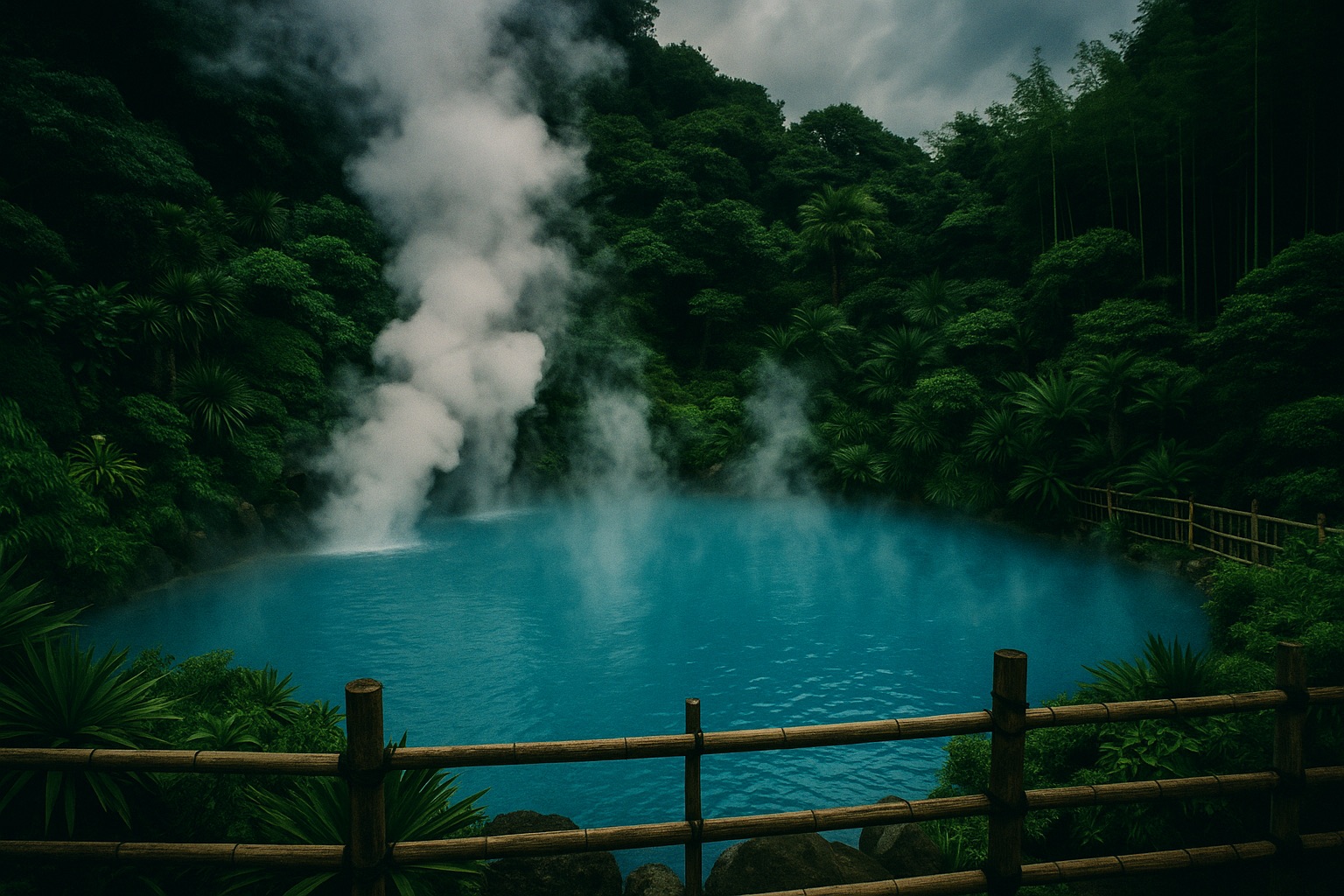 Beppu Umi Jigoku cobalt blue hot spring pool