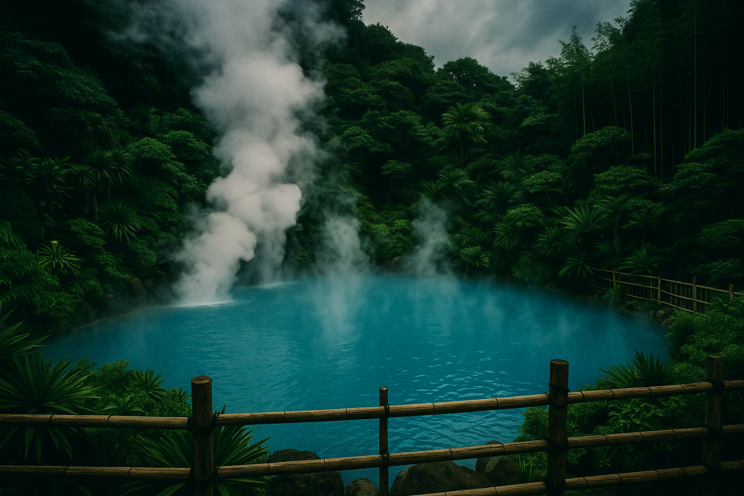 Beppu Umi Jigoku cobalt blue hot spring pool