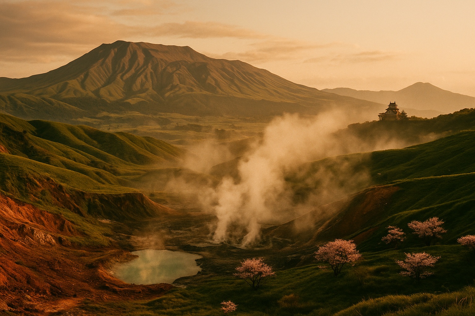 An open road winding through the Kyushu countryside