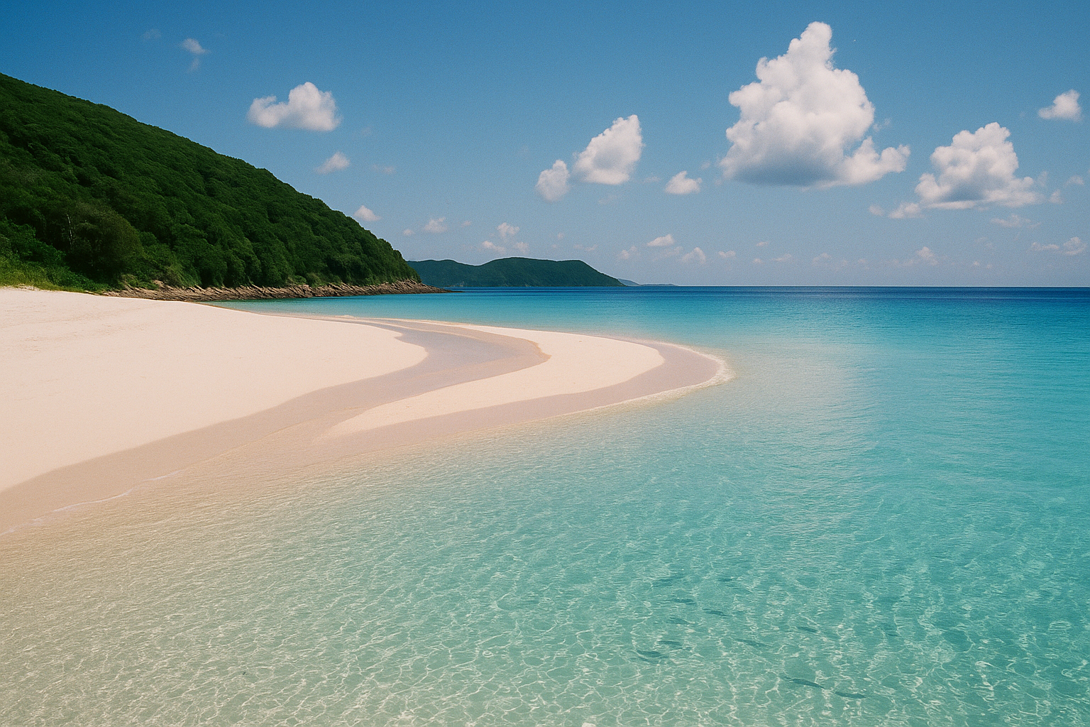 Pristine white sand beach on Goto Islands Nagasaki with crystal clear water
