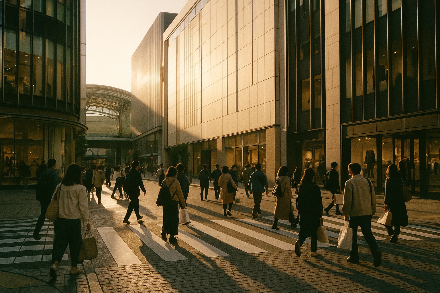 The shopping district streets near Hakata Station in late afternoon